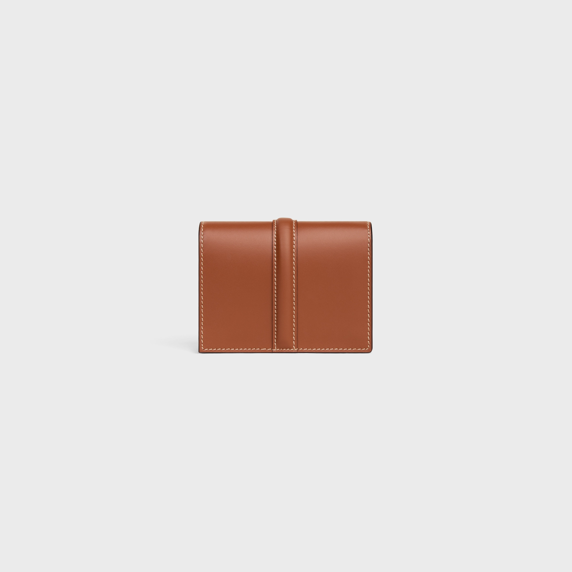 CARD HOLDER WITH FLAP 16 IN SATINATED CALFSKIN TAN - Image 3